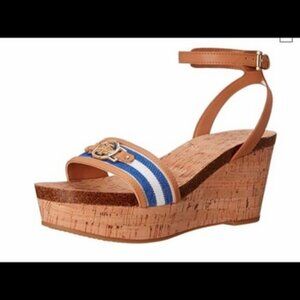 TOMMY HILFIGER Hesley Navy Natural Platform Wedge Size 7.5M